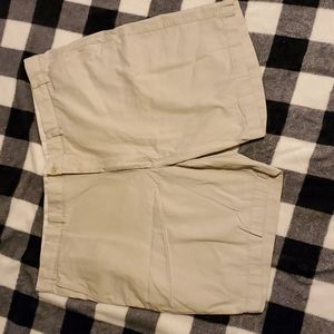 Mens khaki flat front shorts